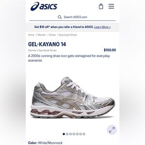 ASICS GEL-KAYANO 14 Silver/White/Moonrock Women’s size 8.5